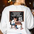 Overworked Underpaid Always Grading Teacher Women's Sweatshirt Back Print White Overworked Underpaid Always Grading Teacher Women's Sweatshirt Back Print White