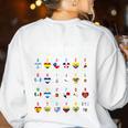 Hispanic Flags Alphabet Hearts Latin Heritage For Teacher Women's Sweatshirt Back Print White Hispanic Flags Alphabet Hearts Latin Heritage For Teacher Women's Sweatshirt Back Print White