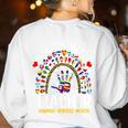 Hispanic Heritage Month One Thankful Teacher Rainbow Women's Sweatshirt Back Print White