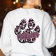Panthers Paw Print Leopard Maroon Panther Pride Teacher Women's Sweatshirt Back Print White Panthers Paw Print Leopard Maroon Panther Pride Teacher Women's Sweatshirt Back Print White