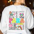 Para Paraprofessional Paraeducator Teacher Back To School Women's Sweatshirt Back Print White Para Paraprofessional Paraeducator Teacher Back To School Women's Sweatshirt Back Print White