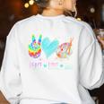 Peace Love Art Painting Palette Art Teacher Women's Sweatshirt Back Print White Peace Love Art Painting Palette Art Teacher Women's Sweatshirt Back Print White
