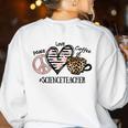 Peace Love Coffee Science Teacher Women's Sweatshirt Back Print White Peace Love Coffee Science Teacher Women's Sweatshirt Back Print White