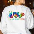 Peace Love Physical Education Tie Dye Sports PE Teacher Women's Sweatshirt Back Print White Peace Love Physical Education Tie Dye Sports PE Teacher Women's Sweatshirt Back Print White