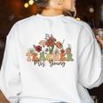 Personalized Name Teacher Mrs Young Back To School Custom Women's Sweatshirt Back Print White