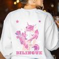 Pink Unicorn Spanish Teacher Regalos Para Bilingue Teacher Women's Sweatshirt Back Print White
