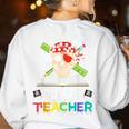 Pirate Teacher Halloween Skull Adult Women's Sweatshirt Back Print White