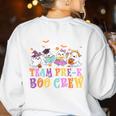 Pre-K Boo Crew Ghost Halloween Teacher Student Women's Sweatshirt Back Print White Pre-K Boo Crew Ghost Halloween Teacher Student Women's Sweatshirt Back Print White