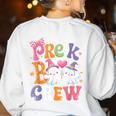 Pre-K Boo Crew Pre-K Teacher Student Kids Halloween Women's Sweatshirt Back Print White Pre-K Boo Crew Pre-K Teacher Student Kids Halloween Women's Sweatshirt Back Print White