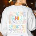 Pre K Kindergarten Hi Alphabet Back To School Teachers Men Women Girls Kids Women's Sweatshirt Back Print White