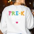 Pre-K Squad Teacher Student Kids Preschool Back To School Women's Sweatshirt Back Print White