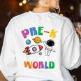 Pre-K Student Teacher Astronaut Space Back To School Women's Sweatshirt Back Print White