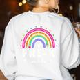 Pre-K Teacher Cute Pre Kindergarten For Teachers Rainbow For Men Women Kids Women's Sweatshirt Back Print White Pre-K Teacher Cute Pre Kindergarten For Teachers Rainbow For Men Women Kids Women's Sweatshirt Back Print White