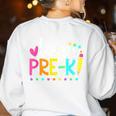Pre-k Team Pencil Teacher Student Back To School Girls Women's Sweatshirt Back Print White