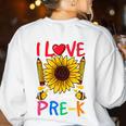 Pre School Teacher Pre-K Teacher Women's Sweatshirt Back Print White Pre School Teacher Pre-K Teacher Women's Sweatshirt Back Print White
