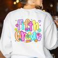 Preppy Fifth Grade Back To School 5th Grade Teacher Girl Boy Women's Sweatshirt Back Print White Preppy Fifth Grade Back To School 5th Grade Teacher Girl Boy Women's Sweatshirt Back Print White