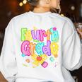 Preppy Fourth Grade Back To School 4th Grade Teacher Girls Women's Sweatshirt Back Print White Preppy Fourth Grade Back To School 4th Grade Teacher Girls Women's Sweatshirt Back Print White