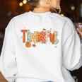 Preppy One Thankful Teacher Coquette Thanksgiving Teacher Women's Sweatshirt Back Print White Preppy One Thankful Teacher Coquette Thanksgiving Teacher Women's Sweatshirt Back Print White