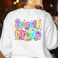 Preppy Seventh Grade Back To School 7th Grade Teachers Girls Women's Sweatshirt Back Print White Preppy Seventh Grade Back To School 7th Grade Teachers Girls Women's Sweatshirt Back Print White