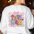 Preppy Third Grade Back To School Teacher Girl Kid Women's Sweatshirt Back Print White Preppy Third Grade Back To School Teacher Girl Kid Women's Sweatshirt Back Print White