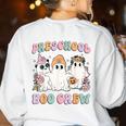 Preschool Boo Crew Groovy Halloween Floral Ghost Teacher Men Women Kids Women's Sweatshirt Back Print White