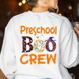 Preschool Boo Crew Preschool Halloween Teacher Women's Sweatshirt Back Print White Preschool Boo Crew Preschool Halloween Teacher Women's Sweatshirt Back Print White