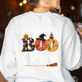 Preschool Boo Crew Teacher Halloween Women's Sweatshirt Back Print White