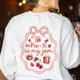 Preschool Pre-K Is My Jam Strawberry Girl Teacher Kids Women's Sweatshirt Back Print White