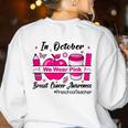 Preschool Teacher In October We Wear Pink Breast Cancer Women's Sweatshirt Back Print White Preschool Teacher In October We Wear Pink Breast Cancer Women's Sweatshirt Back Print White