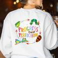 Progress Over Perfection Caterpillar Teacher Back To School Women's Sweatshirt Back Print White Progress Over Perfection Caterpillar Teacher Back To School Women's Sweatshirt Back Print White
