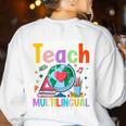 Proud To Teach Multilingual Learner ESL English Teacher Women's Sweatshirt Back Print White Proud To Teach Multilingual Learner ESL English Teacher Women's Sweatshirt Back Print White