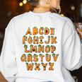 Pumpkin ABC Halloween Alphabet Costume School Teacher Kids Women's Sweatshirt Back Print White Pumpkin ABC Halloween Alphabet Costume School Teacher Kids Women's Sweatshirt Back Print White