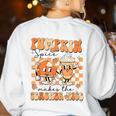 Pumpkin Spice Makes The Teacher Nice Teacher Graduation Women's Sweatshirt Back Print White Pumpkin Spice Makes The Teacher Nice Teacher Graduation Women's Sweatshirt Back Print White