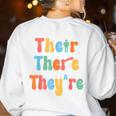 There Their They'Re English Class Grammar Joke Teacher Women's Sweatshirt Back Print White There Their They'Re English Class Grammar Joke Teacher Women's Sweatshirt Back Print White