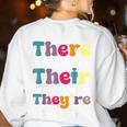 There Their They'Re English Teacher Grammar Memes Women's Sweatshirt Back Print White There Their They'Re English Teacher Grammar Memes Women's Sweatshirt Back Print White