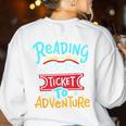 Reading Adventure Library Student Teacher Book Women's Sweatshirt Back Print White Reading Adventure Library Student Teacher Book Women's Sweatshirt Back Print White