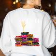 Reading Books Librarian Reader Nerd I'm Ok Teacher School Women's Sweatshirt Back Print White Reading Books Librarian Reader Nerd I'm Ok Teacher School Women's Sweatshirt Back Print White