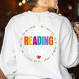 Reading Coach Teacher Interventionist Specialist Literacy Women's Sweatshirt Back Print White