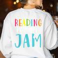 Reading Is My Jam Back To School Teacher Women's Sweatshirt Back Print White Reading Is My Jam Back To School Teacher Women's Sweatshirt Back Print White