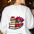 Reading Is My Super Power Superhero Best English Teacher Women's Sweatshirt Back Print White