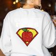 Real Superheroes Don't Wear Capes Teacher Shirt Teaching Te Women's Sweatshirt Back Print White
