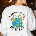 Reduce Reuse Recycle Respect Earth Day Teacher Girl Women Women's Sweatshirt Back Print White Reduce Reuse Recycle Respect Earth Day Teacher Girl Women Women's Sweatshirt Back Print White