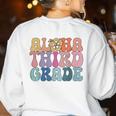 Retro Aloha Third Grade Teacher Summer Vacation Beach Hawaii Women's Sweatshirt Back Print White Retro Aloha Third Grade Teacher Summer Vacation Beach Hawaii Women's Sweatshirt Back Print White