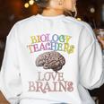 Retro BIOLOGY TEACHERS LOVE BRAINS This Is My Scary STEM Women's Sweatshirt Back Print White Retro BIOLOGY TEACHERS LOVE BRAINS This Is My Scary STEM Women's Sweatshirt Back Print White