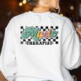 Retro Checkered Music Therapist Squad Music Therapy Teacher For Men Women Women's Sweatshirt Back Print White Retro Checkered Music Therapist Squad Music Therapy Teacher For Men Women Women's Sweatshirt Back Print White