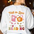 Retro Fall In Love With Learning Pumpkin Autumn Teacher Women's Sweatshirt Back Print White Retro Fall In Love With Learning Pumpkin Autumn Teacher Women's Sweatshirt Back Print White