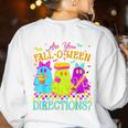 Retro Are You Falloween Direction Teacher Spooky Halloween Women's Sweatshirt Back Print White Retro Are You Falloween Direction Teacher Spooky Halloween Women's Sweatshirt Back Print White