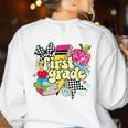 Retro First Grade Teacher Disco Ball Coquette Back To School Women's Sweatshirt Back Print White Retro First Grade Teacher Disco Ball Coquette Back To School Women's Sweatshirt Back Print White