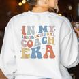 Retro Groovy In My Instructional Coach Era Teacher Women's Sweatshirt Back Print White