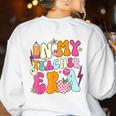 Retro Groovy In My Teaching Era Best Teacher Appreciation Women's Sweatshirt Back Print White Retro Groovy In My Teaching Era Best Teacher Appreciation Women's Sweatshirt Back Print White